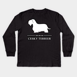 Cesky Terrier Dog White Silhouette Kids Long Sleeve T-Shirt